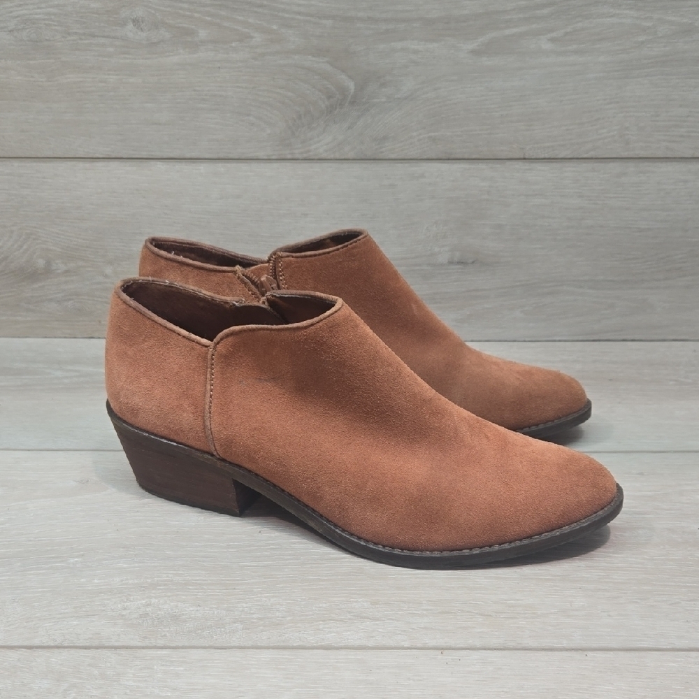 Lucky Brand Women Faithly Brown Suede Ankle Booties Moto Shoes Sz 9.5M